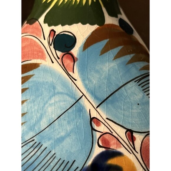 Handmade Mexican Peacock Ceramic Folk Art Figurine 8" Vintage Estate - Picture 10 of 12